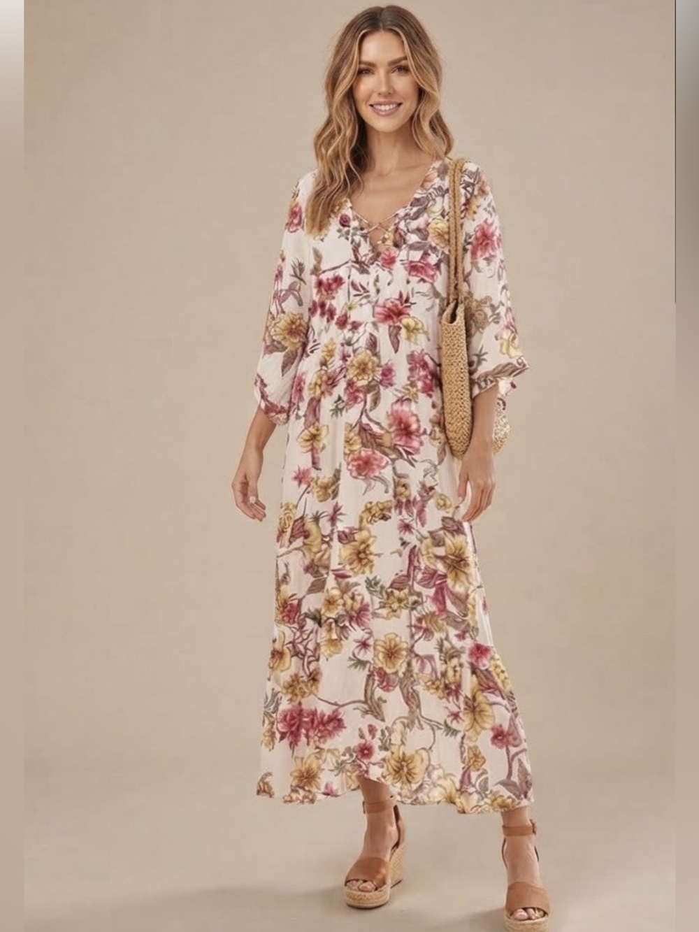 Onshore Boho Floral Maxi Swim CoverUp Dress